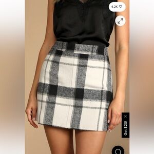 Lulu's Black and White Checkered Mini Skirt